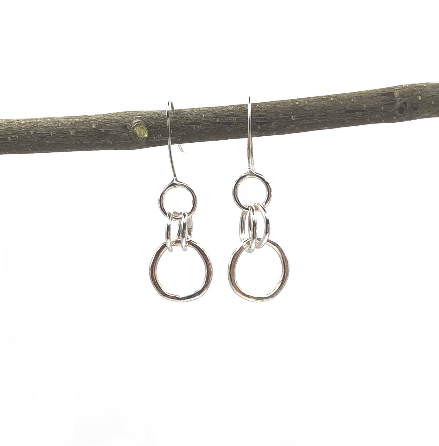 Sterling silver battered hoop earrings