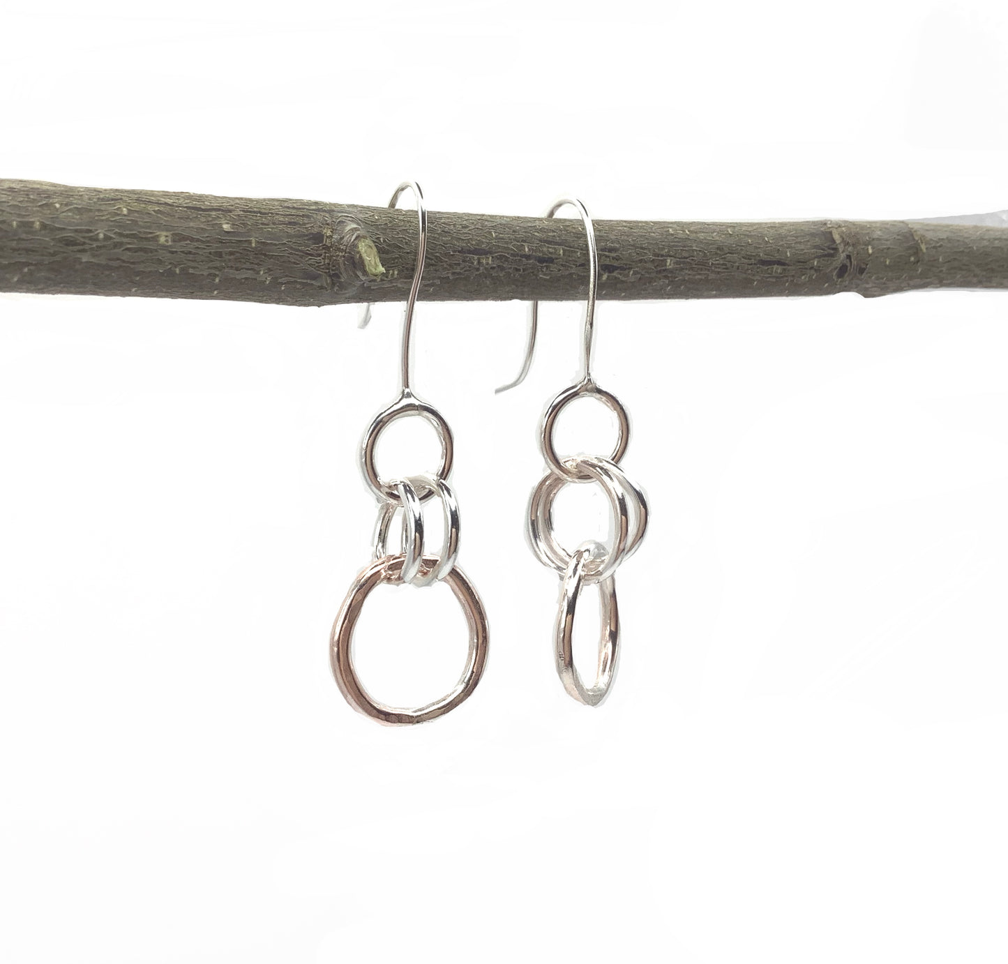 Sterling silver battered hoop earrings