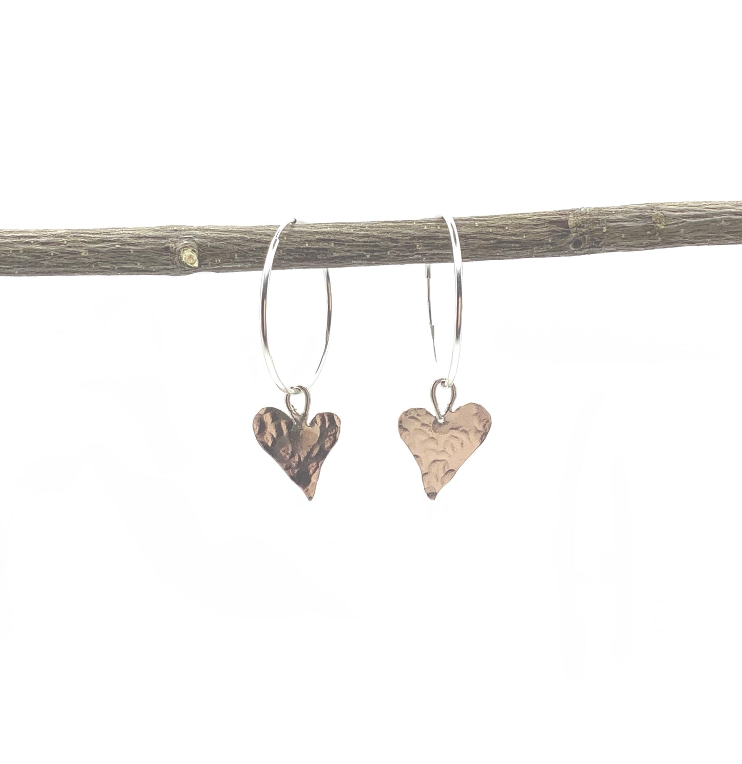 Sterling silver hoop and heart earrings