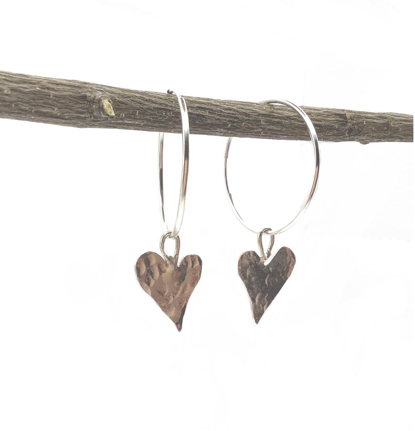 Sterling silver hoop and heart earrings