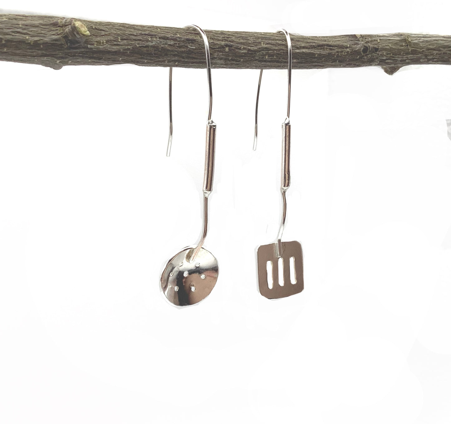 Sterling silver spoon and spatula earrings